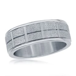Cheap 🔔 Blackjack men Stainless Steel Sand Blasted Ring 🔥
