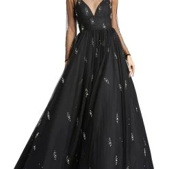 Hot Sale 👏 Mac Duggal 👩 Womens Embellished Sheer Evening 👗 Dress 🎉