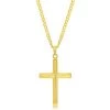 Discount ✔️ Blackjack men Stainless Steel Polished 3D Cross Necklace - Gold Plated 🎁