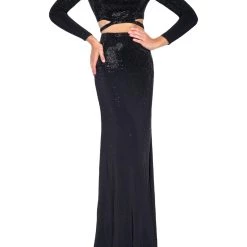 Promo ✔️ Mac Duggal 👩 Womens Long Sleeves Long Two Piece 👗 Dress ✔️