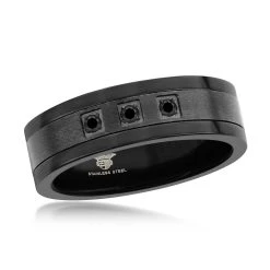 Flash Sale โ๏ธ Blackjack men Stainless Steel Black CZ Band Ring ๐ฅ