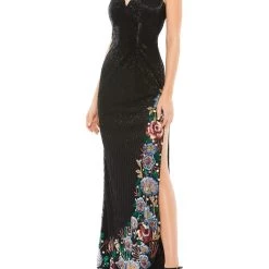 Discount 👍 Mac Duggal 👩 Womens V-Neck Column Evening 👗 Dress ✔️