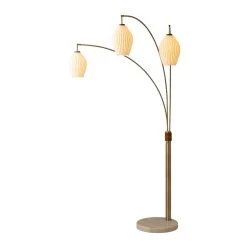 Cheapest 🛒 Nova of California Santa Clara 24" Bone Porcelain 3 Light Arc Lamp in Weathered Brass and Walnut with 4-Way Rotary Switch 😉