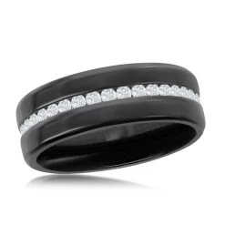 Coupon ๐ฅฐ Blackjack men Stainless Steel Black Eternity Band w/CZ ๐