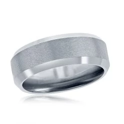 Hot Sale ๐ Blackjack men Brushed and Polished Silver 8mm Tungsten Ring ๐ฅ