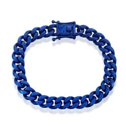 Buy 🧨 Blackjack men Stainless Steel 10mm Miami Cuban Link Bracelet - Blue Plating 🔥