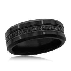 Best deal ๐ฅฐ Blackjack men Black CZ Eternity Tungsten Ring ๐งจ
