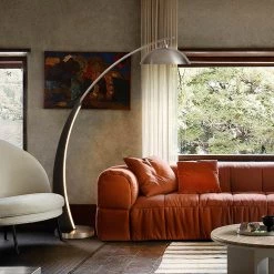 Deals 🛒 Nova of California Point Break 75" Arc Lamp in Satin Nickel and Matte Black with 4-Way Rotary Switch designed by Ariel Zuckerman in 2021 ❤️