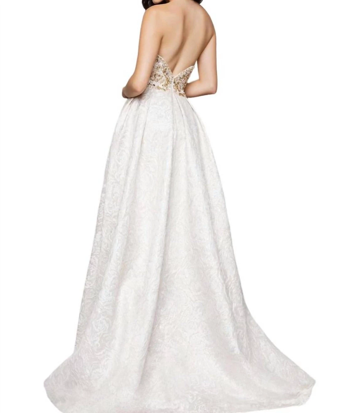 Best deal 🤩 Mac Duggal 👩 women Strapless 👗 Dress With Overlay in Cream 😍 2 Best deal 🤩 Mac Duggal 👩 women Strapless 👗 Dress With Overlay in Cream 😍 - Image 2