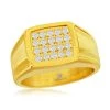 Best Pirce 💯 Blackjack men Stainless Steel Gold Square CZ Ring 😍