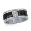 Coupon ⌛ Blackjack men Stainless Steel Black Carbon Fiber CZ Ring 😍