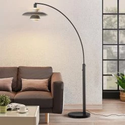 Best reviews of ❤️ Nova of California Palm Springs 83" 1 Light Arc Lamp in Gunmetal and Graytone Shade with Dimmer Switch ⌛