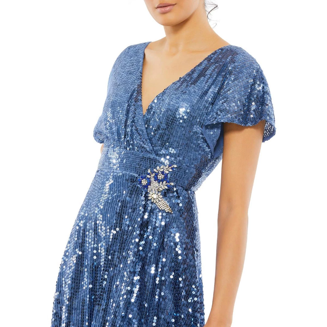 Flash Sale ✨ Mac Duggal 👩 Womens Sequined Maxi Evening 👗 Dress 😍 3 Flash Sale ✨ Mac Duggal 👩 Womens Sequined Maxi Evening 👗 Dress 😍 - Image 3