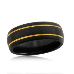 Best reviews of โญ Blackjack men Black and Gold Double Stripe Tungsten Ring ๐