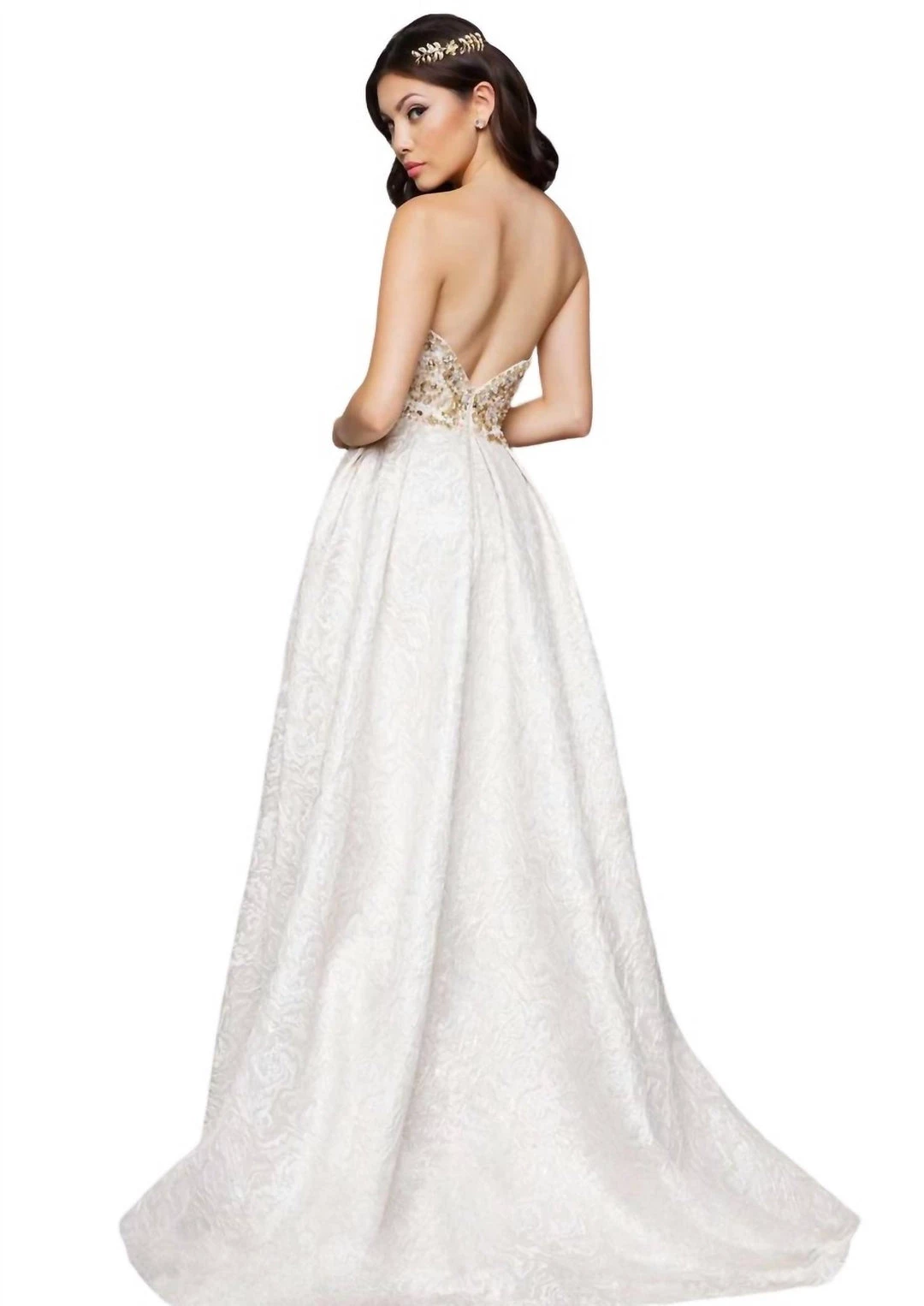 Best deal 🤩 Mac Duggal 👩 women Strapless 👗 Dress With Overlay in Cream 😍 3 Best deal 🤩 Mac Duggal 👩 women Strapless 👗 Dress With Overlay in Cream 😍 - Image 3