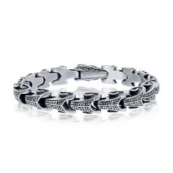Hot Sale ⌛ Blackjack men Stainless Steel Oxidized Dragon Bracelet 🎁