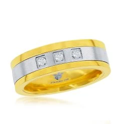 Outlet 🌟 Blackjack men Stainless Steel Gold & Silver CZ Band Ring 🌟