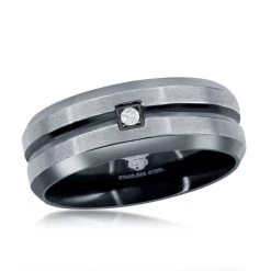 Coupon ✨ Blackjack men Stainless Steel Black and Silver CZ Ring 🔥
